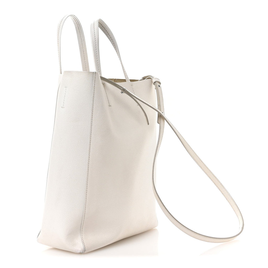 Grained Calfskin Small Vertical Cabas Cream