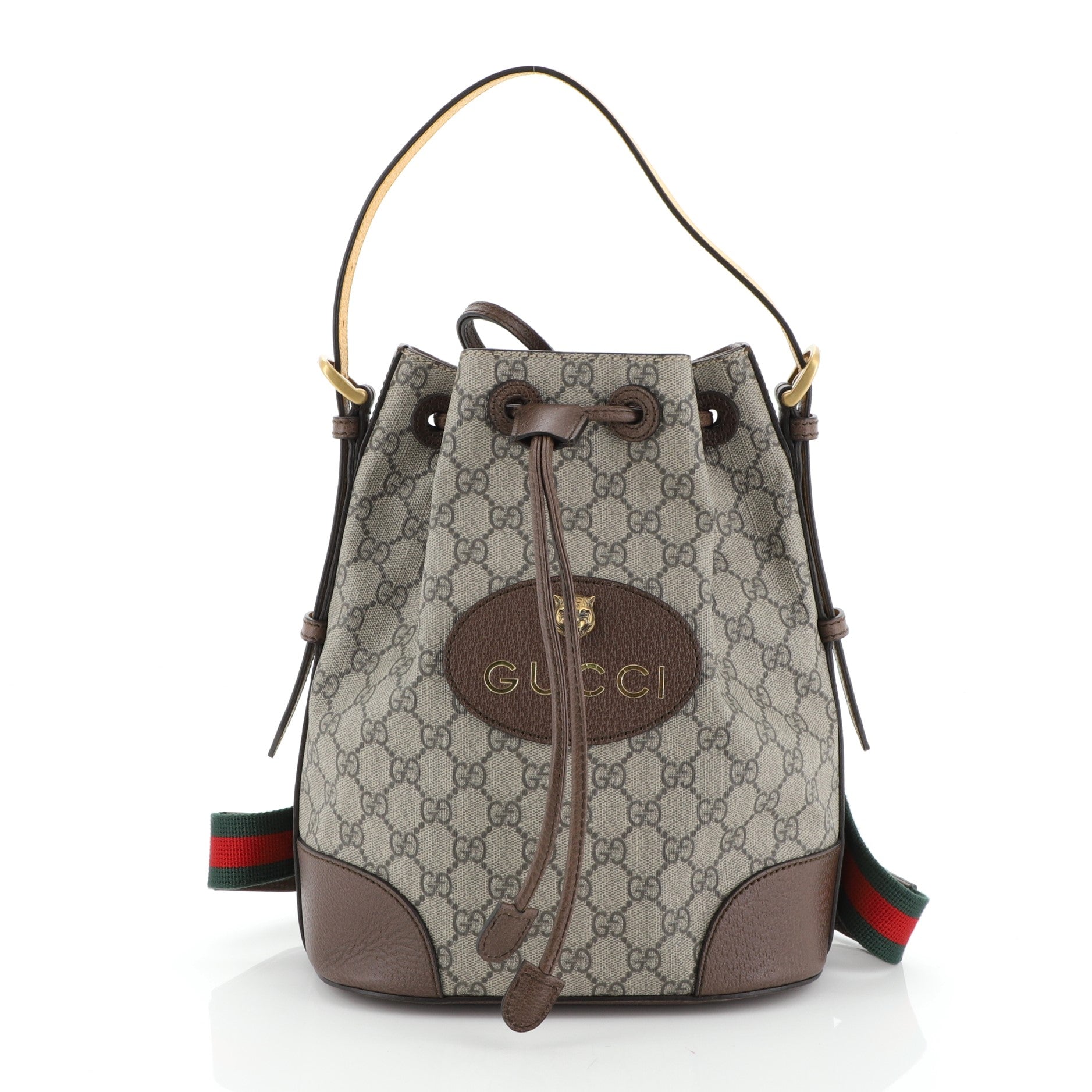 Animalier Drawstring Bucket Backpack GG Coated Canvas Mini