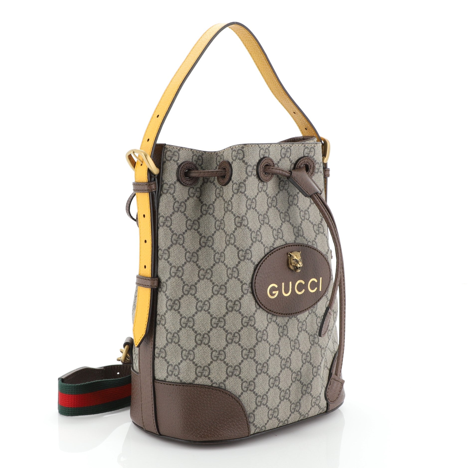 Animalier Drawstring Bucket Backpack GG Coated Canvas Mini