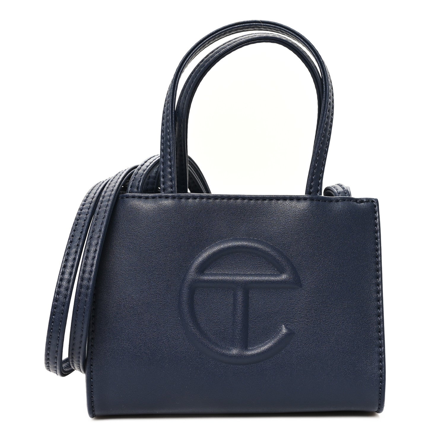 Vegan Leather Small Shopping Bag Navy