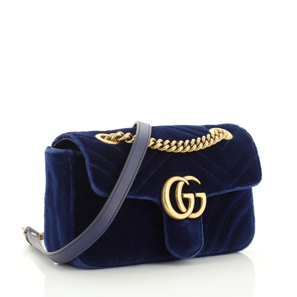 GG Marmont Flap Bag Matelasse Velvet Mini
