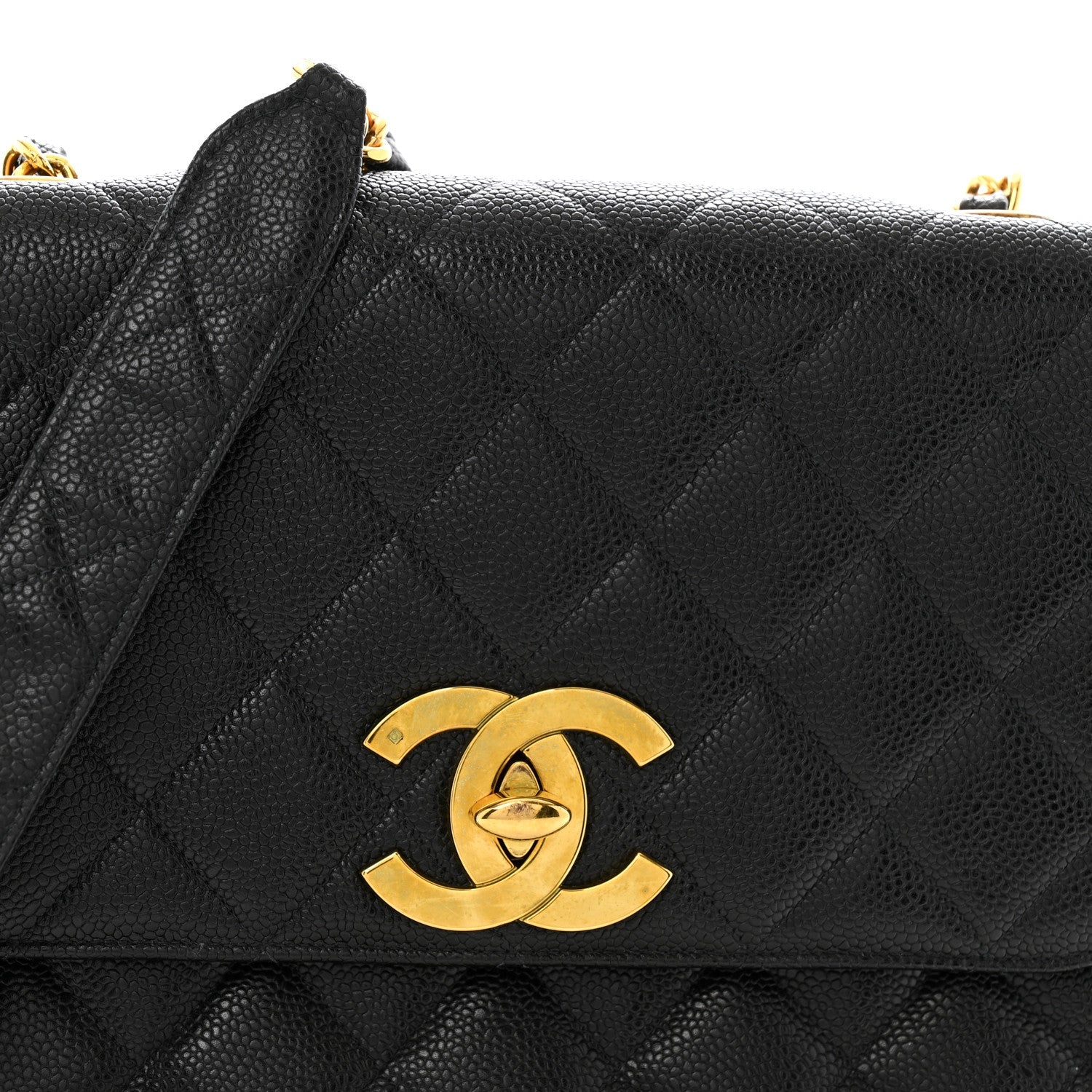 Caviar Quilted Jumbo Square Flap Black
