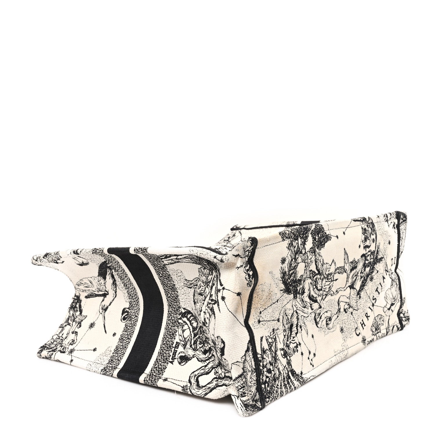 Canvas Embroidered Large Zodiac Toile De Jouy Book Tote Latte