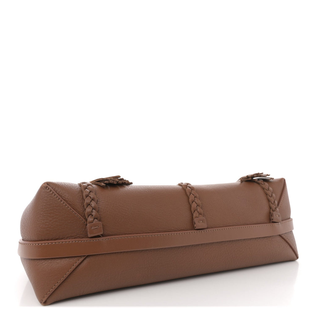 Grained Calfskin Medium Penelope Shoulder Bag Caramel