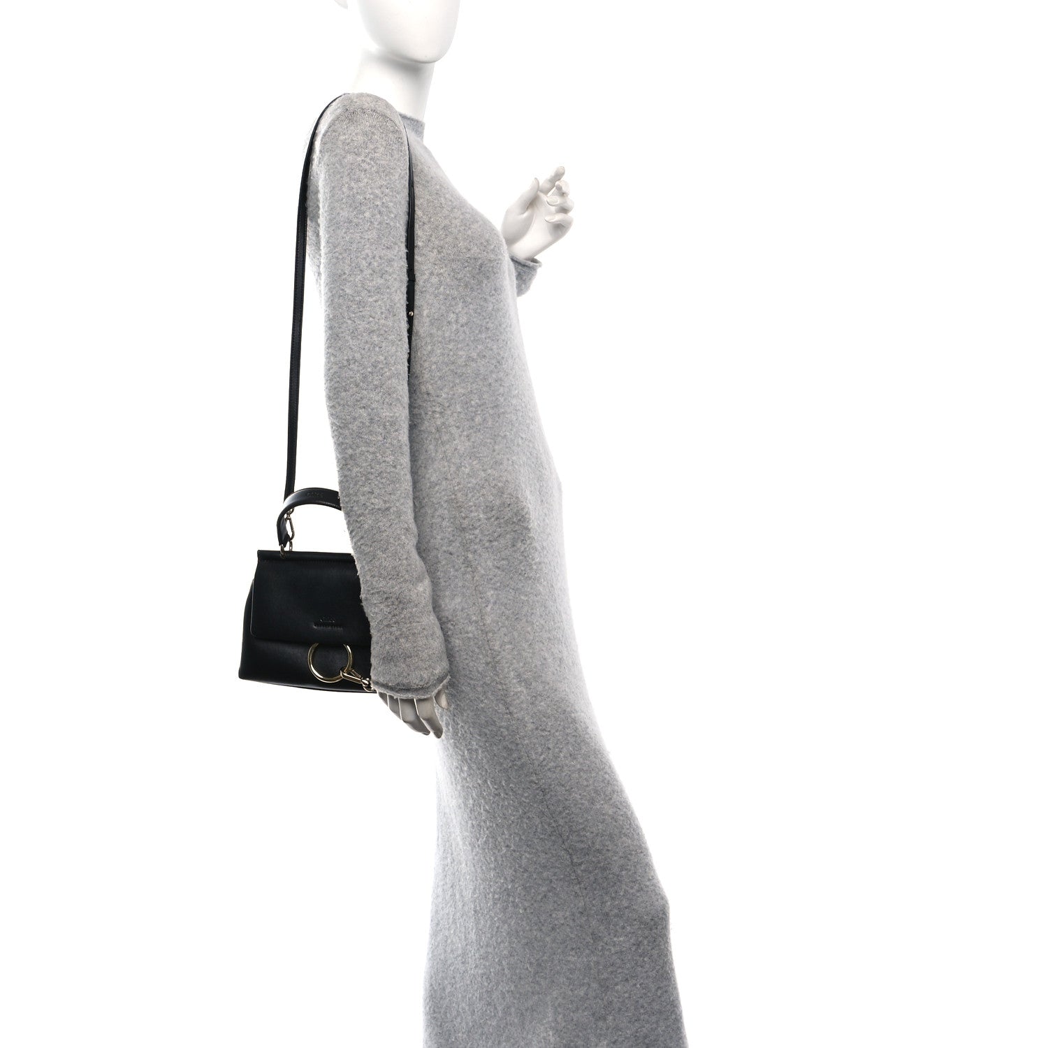 Lambskin Small Faye Top Handle Bag Black