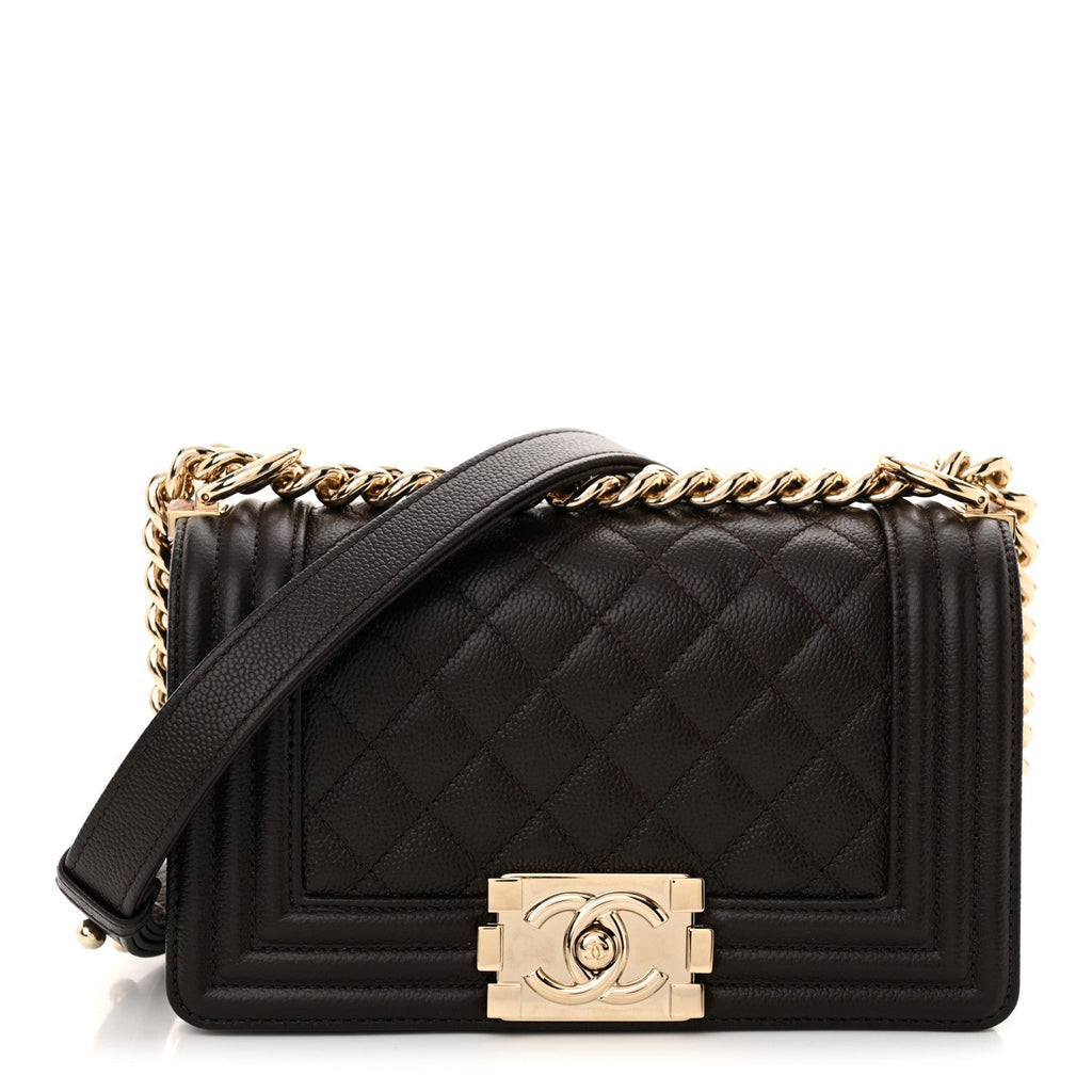 Caviar Quilted Small Boy Flap Dark Brown