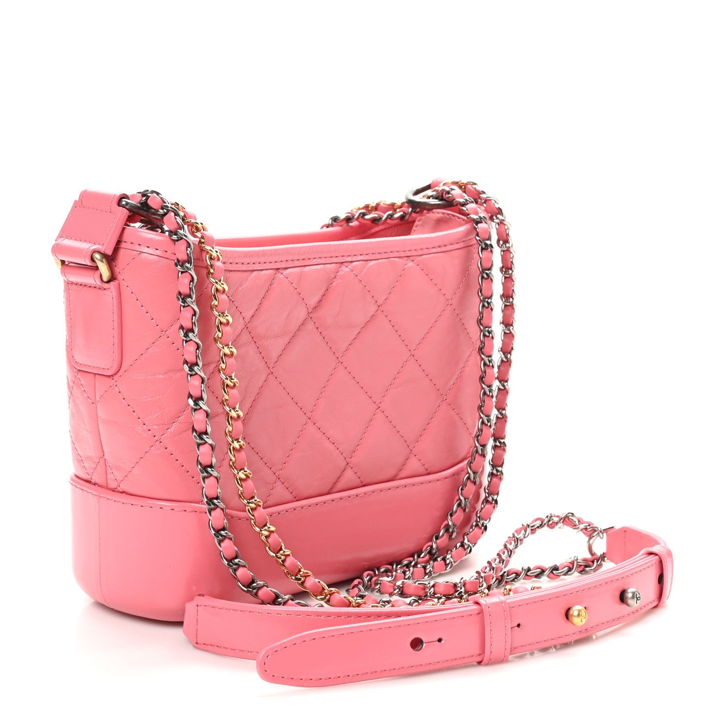 Aged Calfskin Quilted Small Gabrielle Hobo Rose