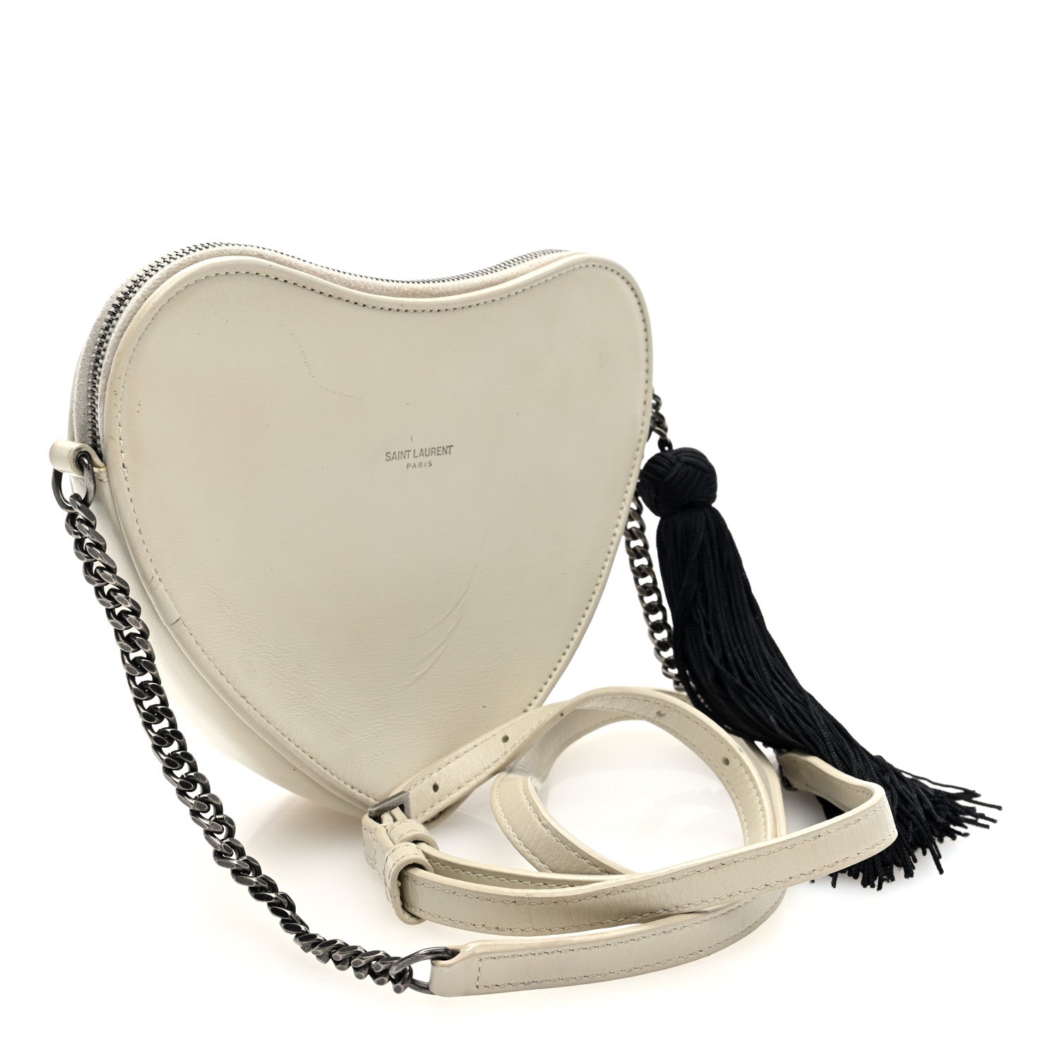 Calfskin Heart Monogram Crossbody Ivory