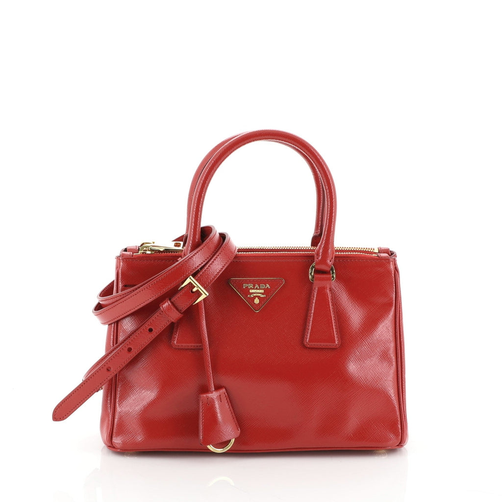 Double Zip Lux Tote Vernice Saffiano Leather Mini