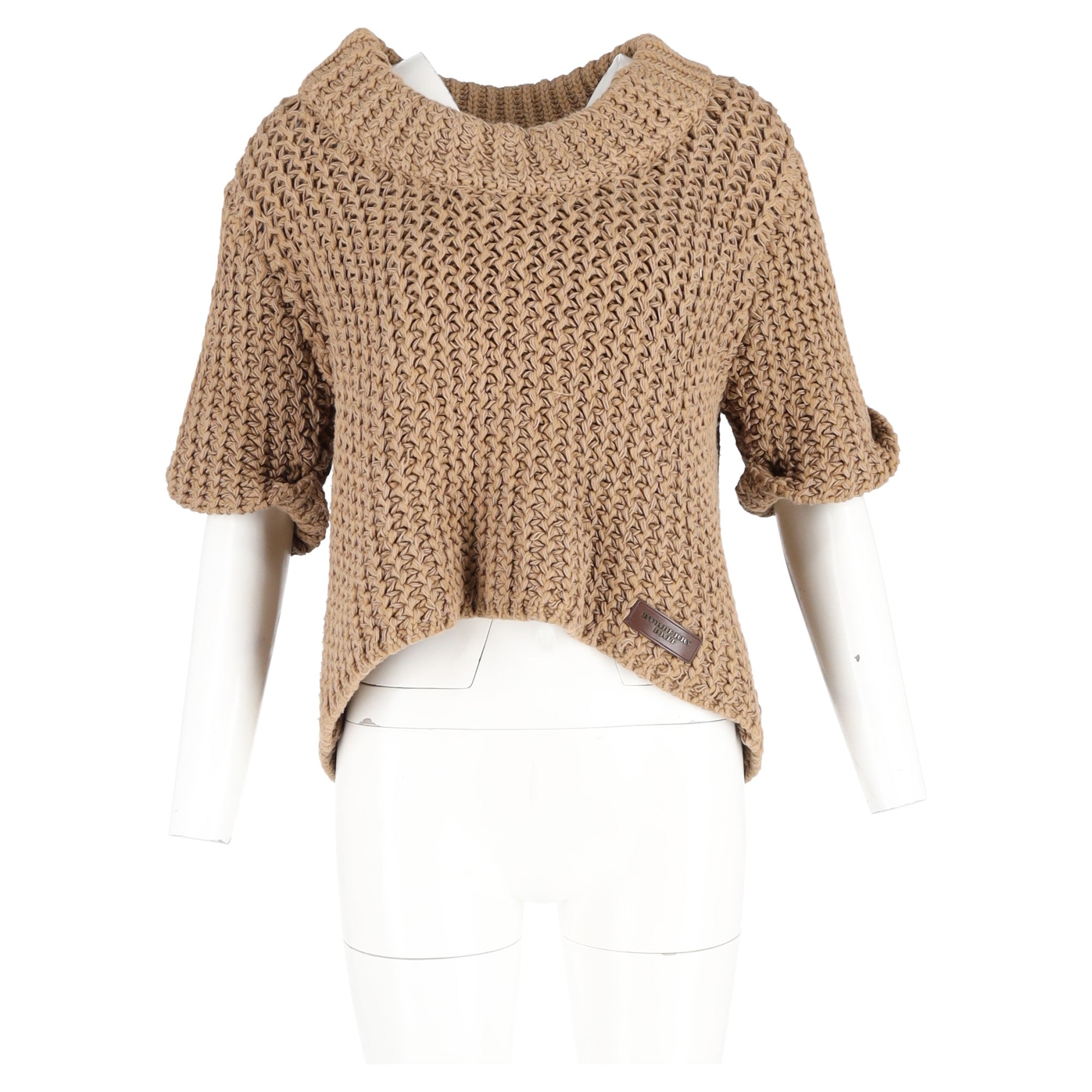 Burberry Brit Logo Patch Knitted Top in Brown Wool