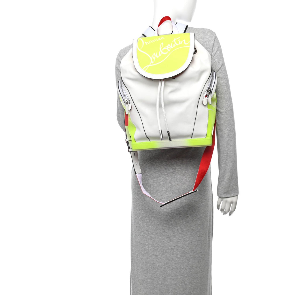 Calfskin Explorafunk Backpack Bianco Fluo Yellow