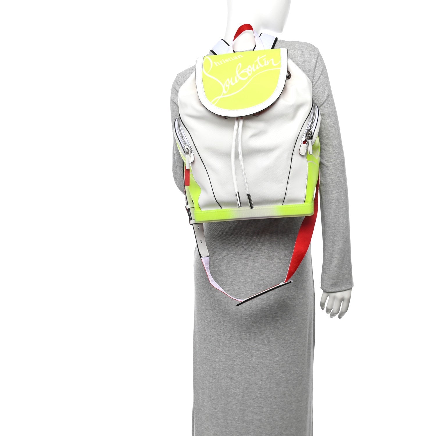 Calfskin Explorafunk Backpack Bianco Fluo Yellow