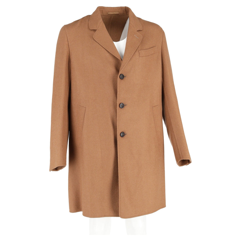 Caruso Single Breasted Coat in Brown Wool