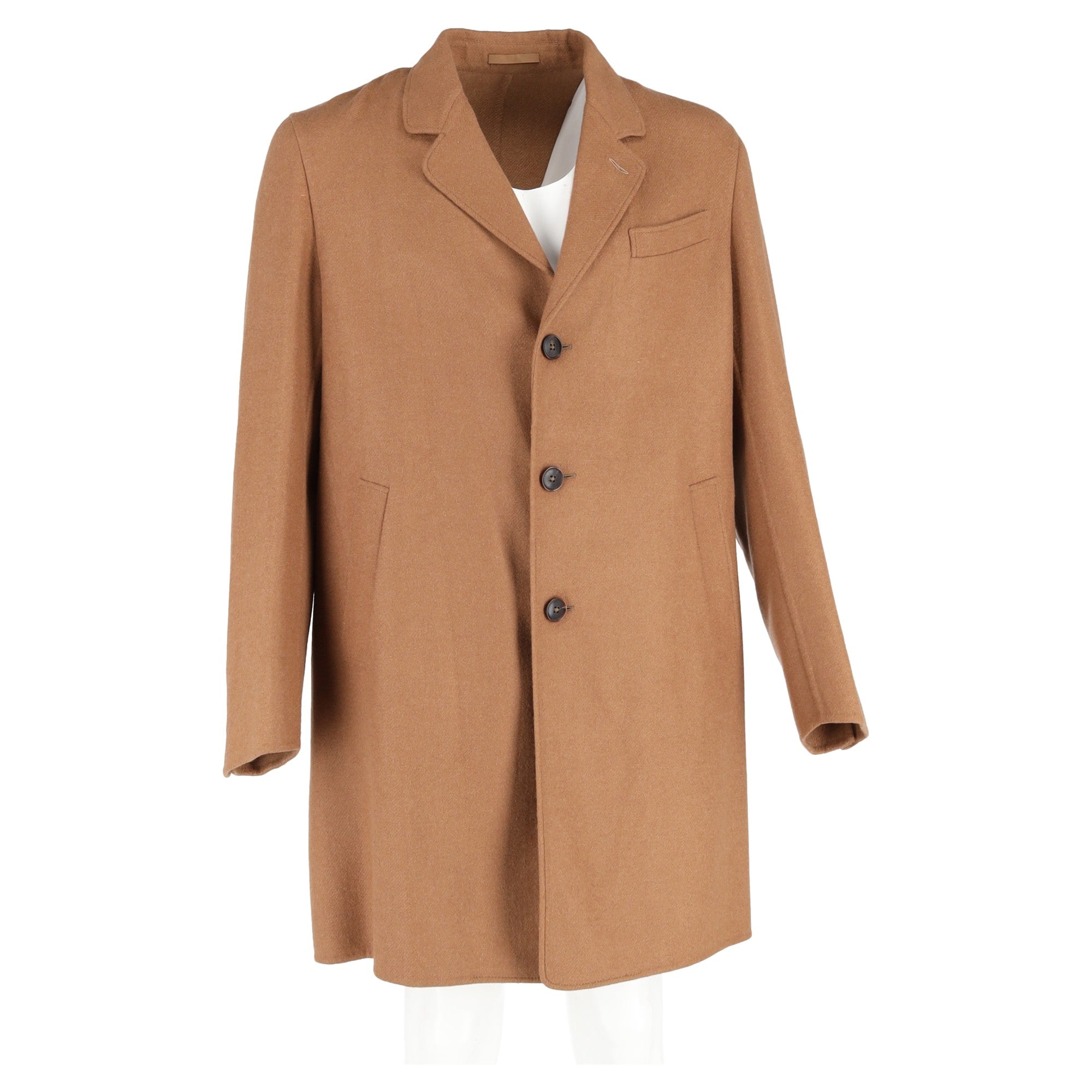 Caruso Single Breasted Coat in Brown Wool
