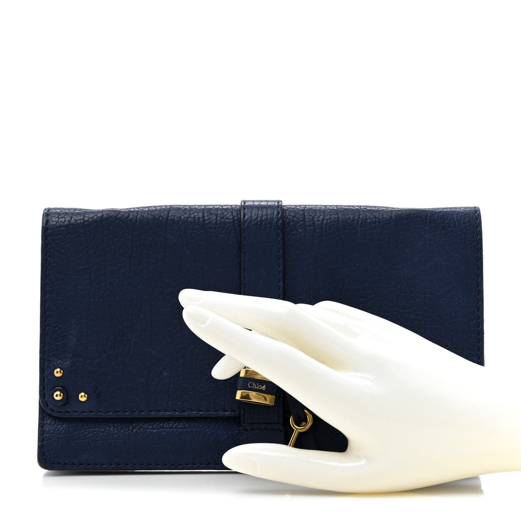 Calfskin Aurore Wallet on Chain Blue