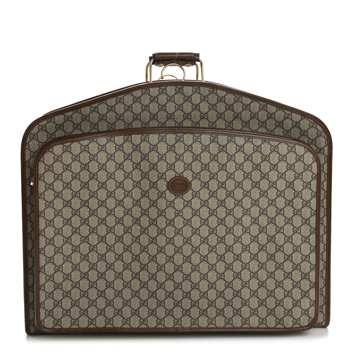 GG Supreme Monogram Azalea Calfskin Retro Interlocking G Hanger Garment Bag Beige Ebony Brown Sugar
