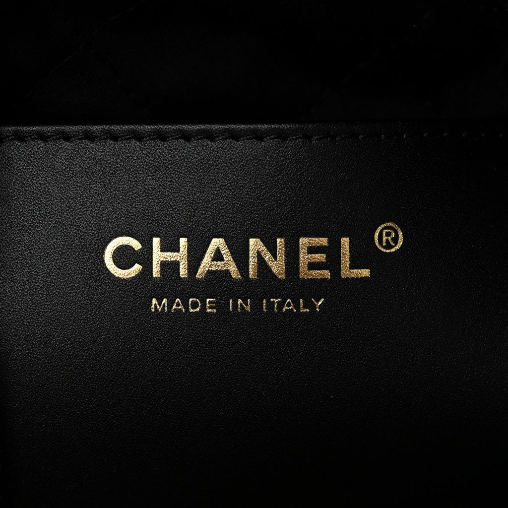 Shiny Caviar Quilted Monochrome Mini Chanel 22 Black