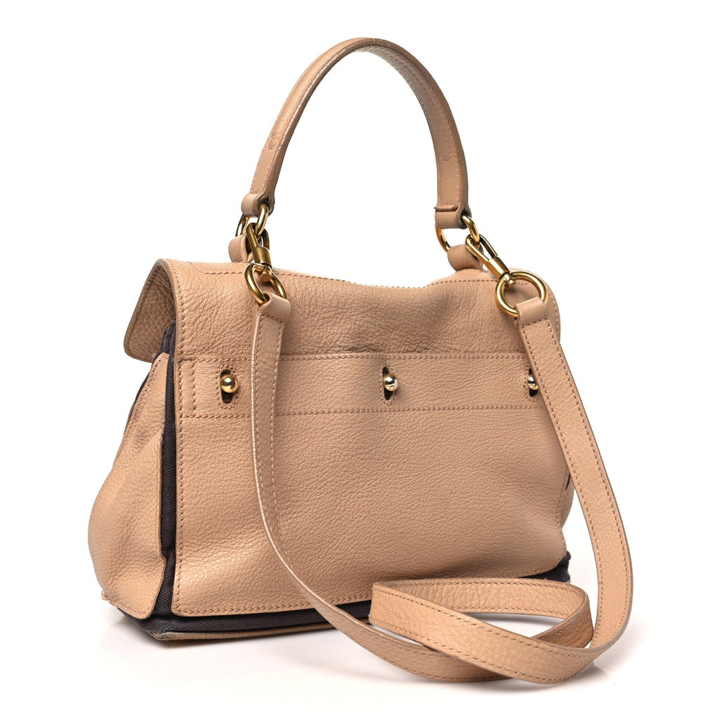Calfskin Canvas Small Muse Two Beige