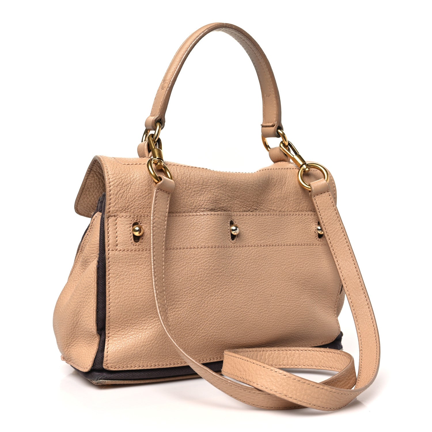 Calfskin Canvas Small Muse Two Beige