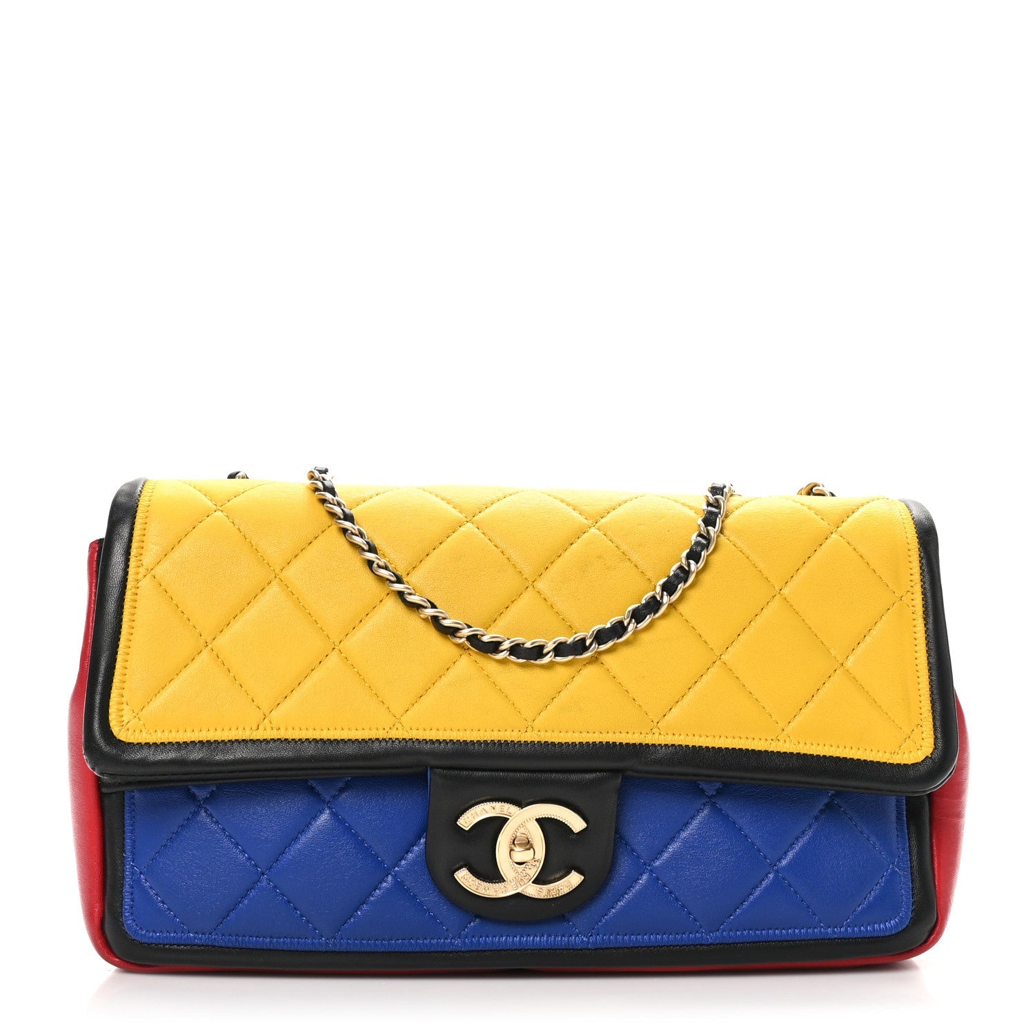 Lambskin Tri-Color Medium Graphic Flap Multicolor