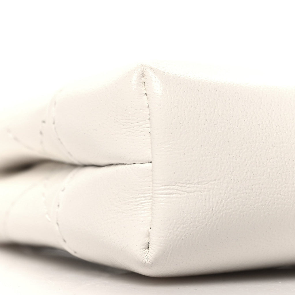 Shiny Lambskin Quilted Micro 31 Clutch With Chain White