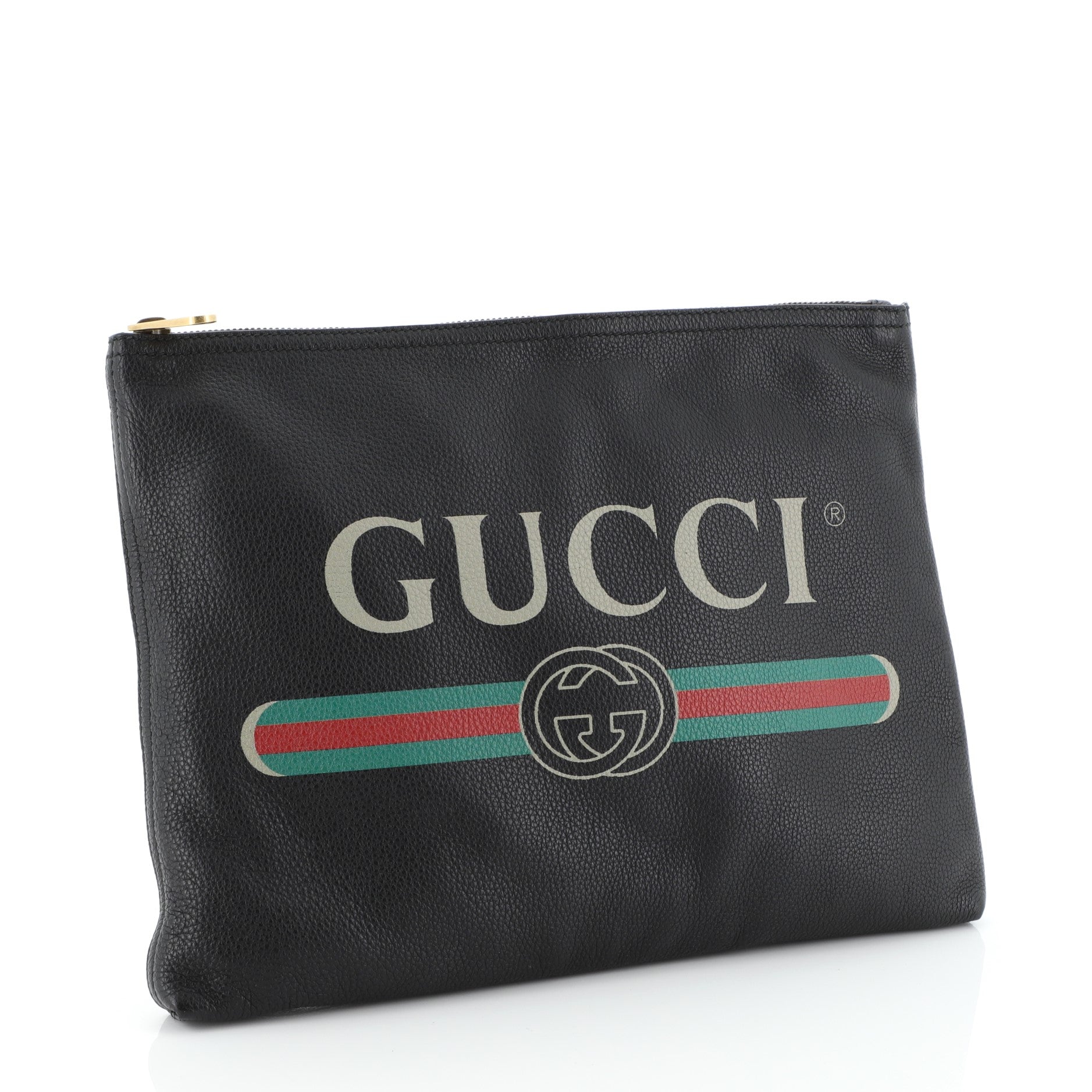 Logo Portfolio Clutch Printed Leather Medium