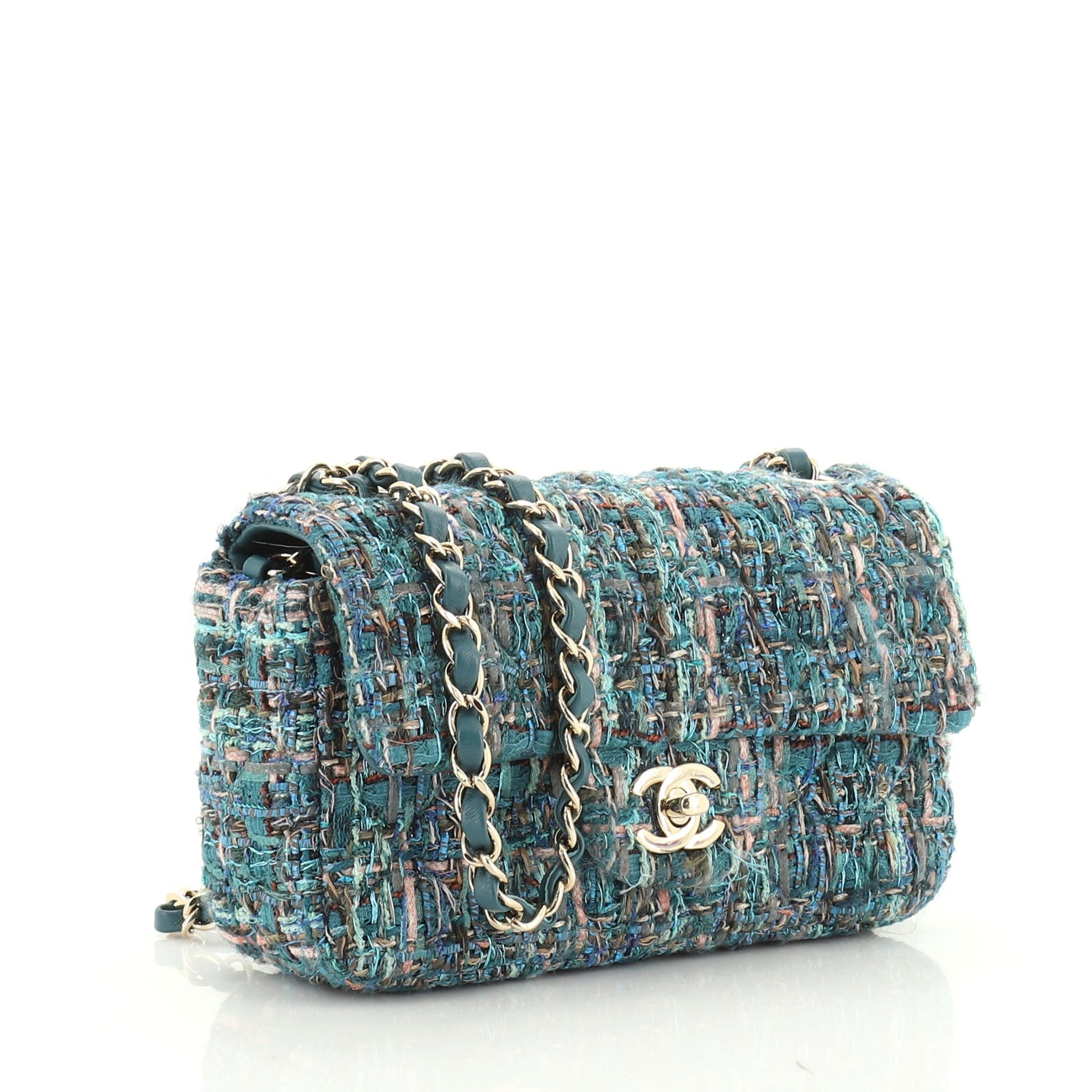 Classic Single Flap Bag Quilted Tweed and Ribbon Mini