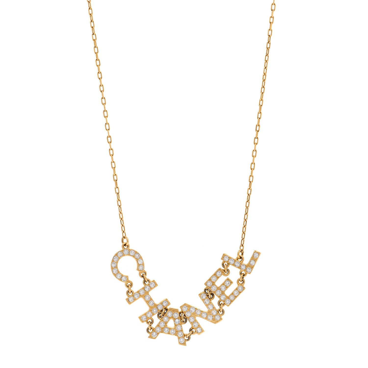 Metal Crystal 90's Icon Logo Necklace Gold