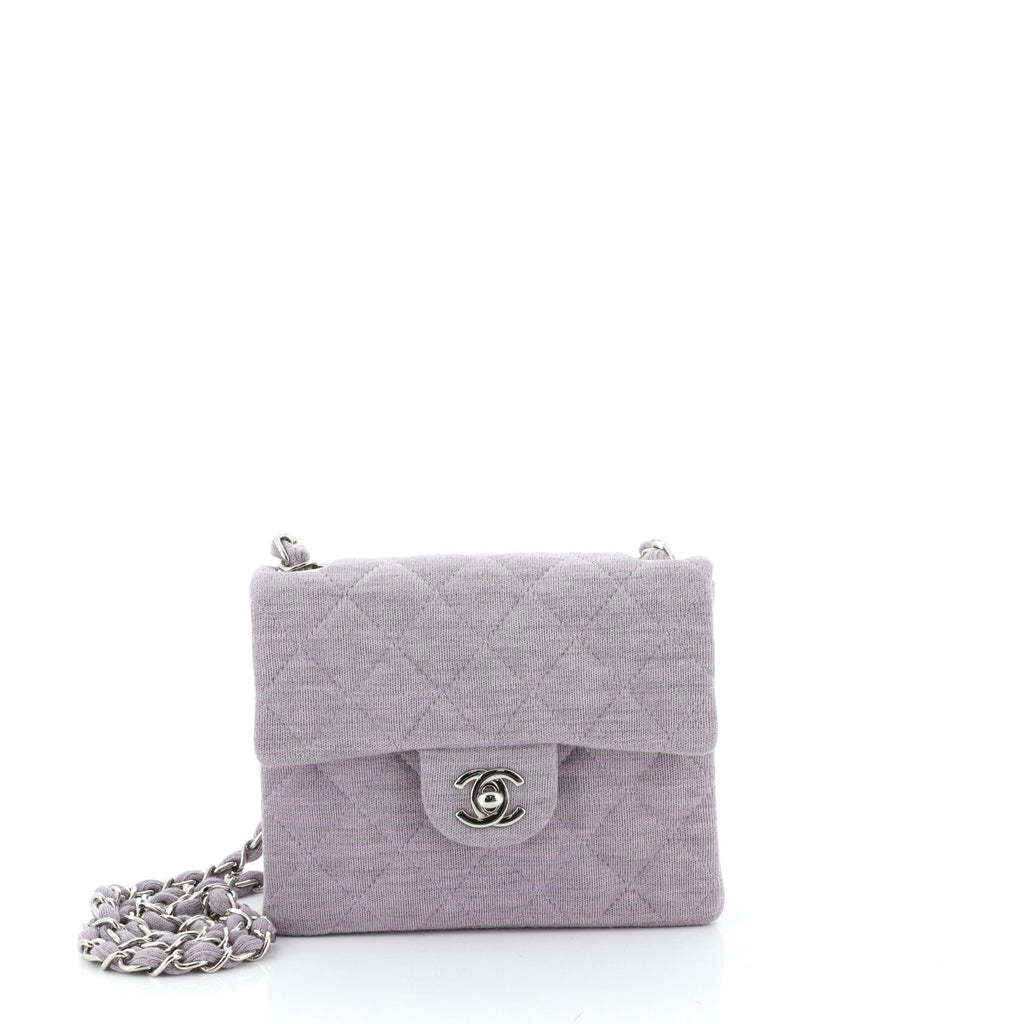 Vintage Square Classic Single Flap Bag Quilted Jersey Mini