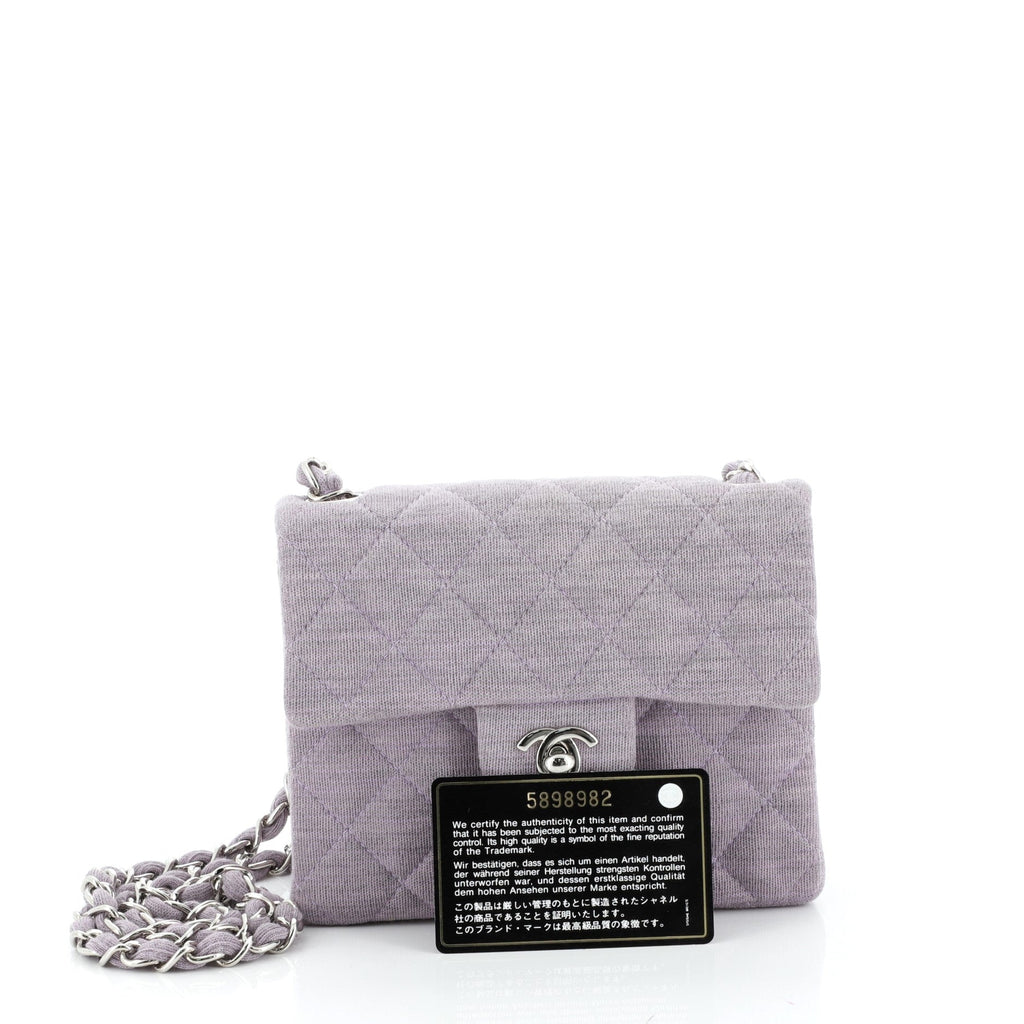 Vintage Square Classic Single Flap Bag Quilted Jersey Mini