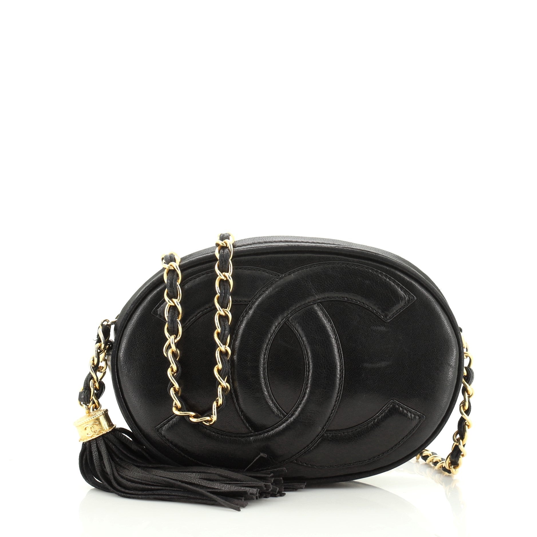 Vintage Tambourine Crossbody Bag Leather Mini