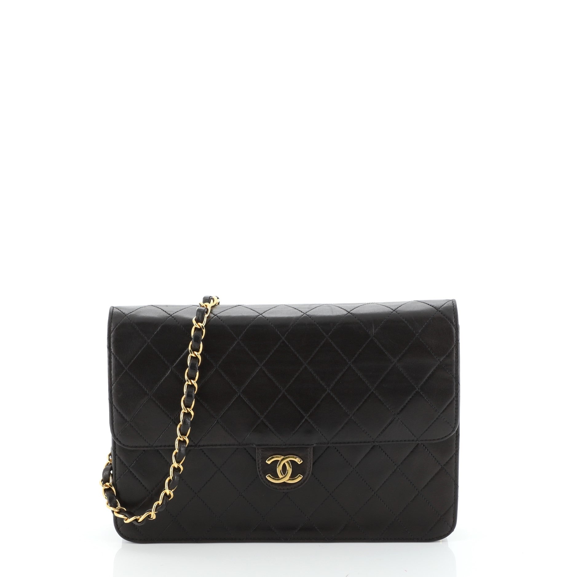 Vintage Clutch with Chain Quilted Leather Medium