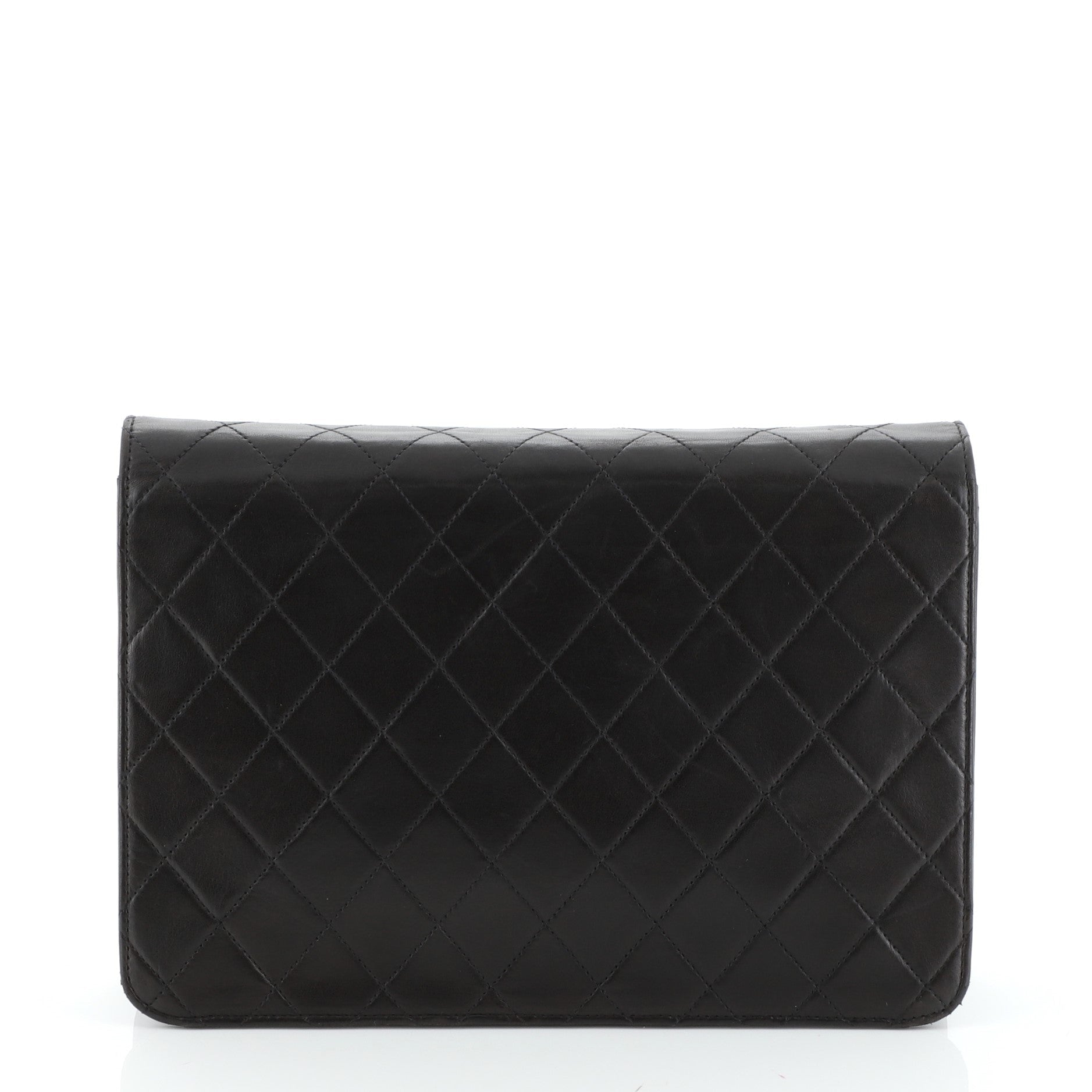 Vintage Clutch with Chain Quilted Leather Medium