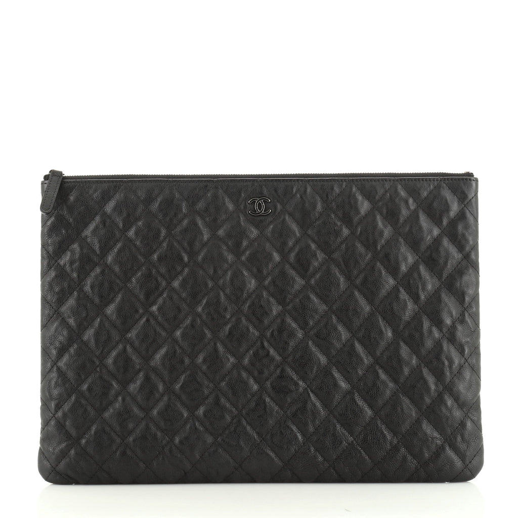 O Case Clutch Quilted Crumpled Calfskin Large