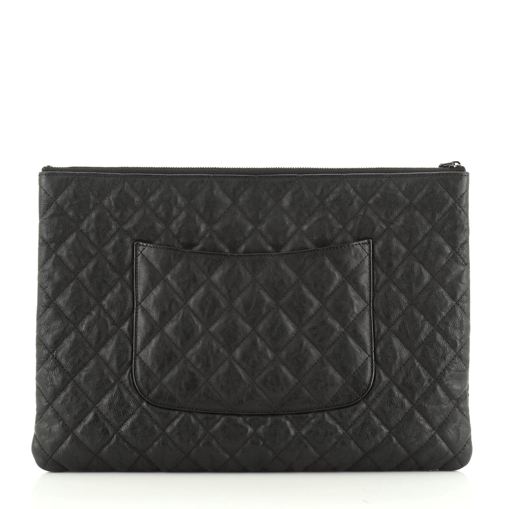 O Case Clutch Quilted Crumpled Calfskin Large