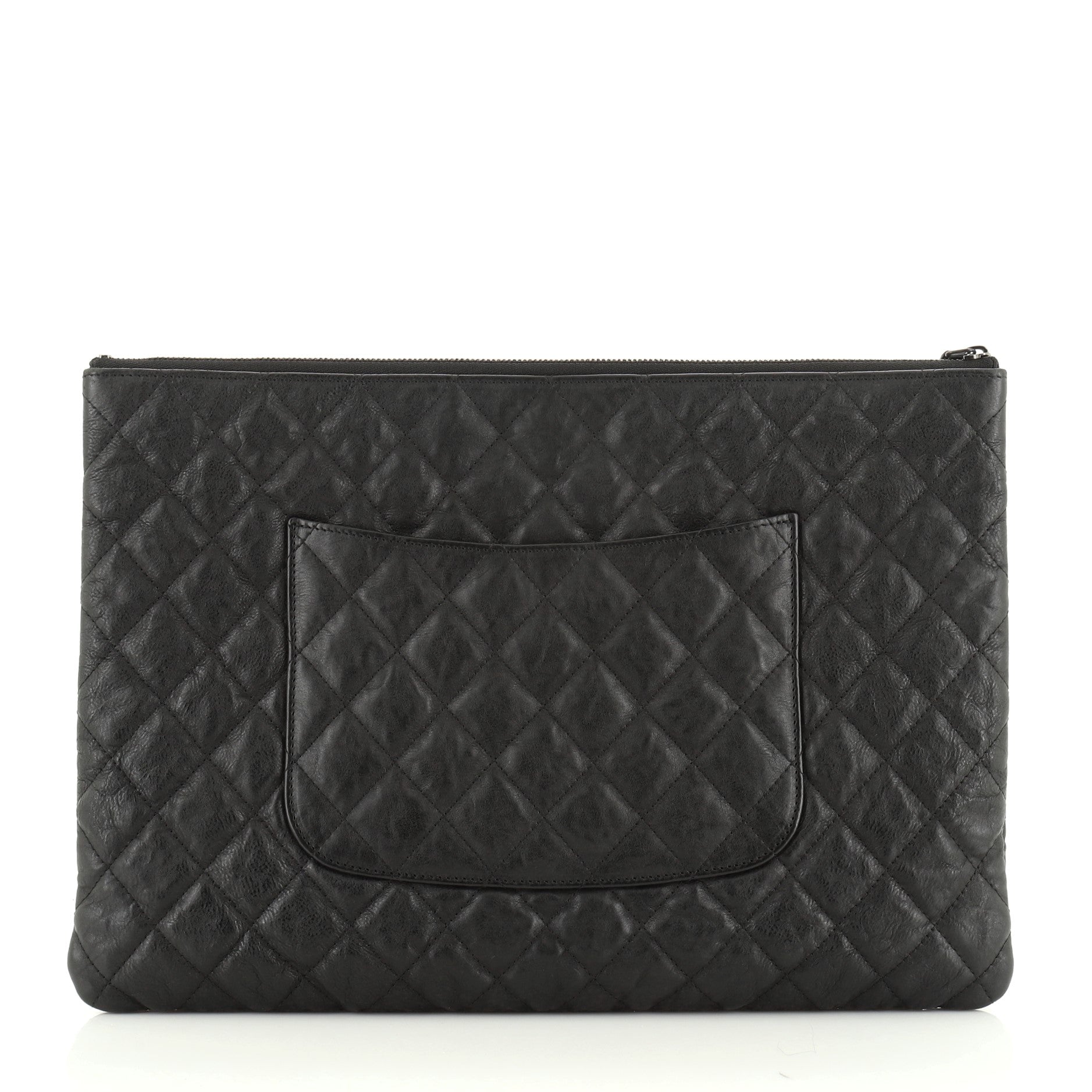O Case Clutch Quilted Crumpled Calfskin Large