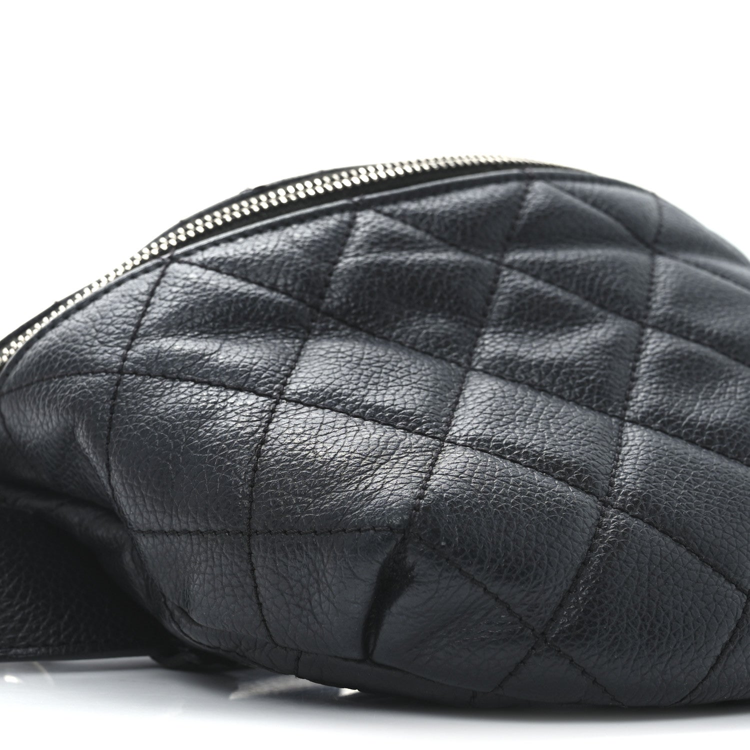 Grained Calfskin Quilted Waist Belt Bag Black