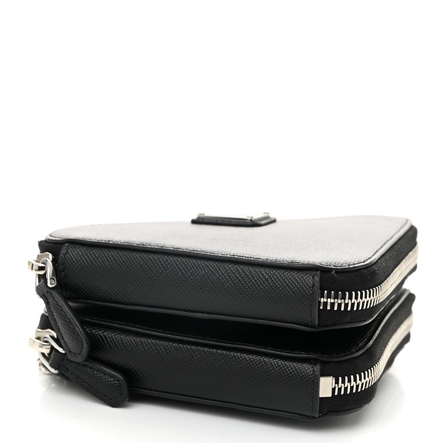 Saffiano Mini Triangle Crossbody Pouch Black