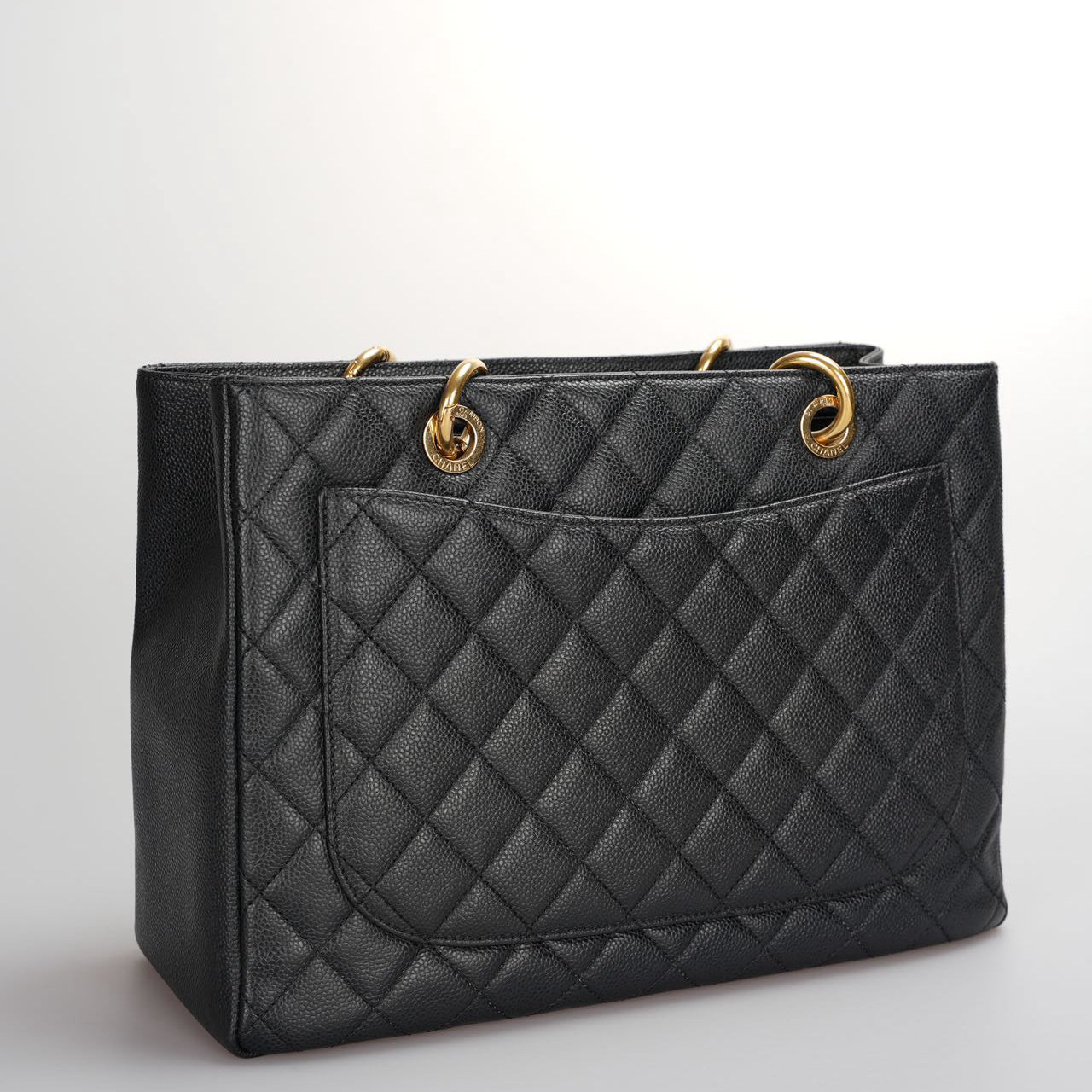 Chanel Black Grand Shopping Tote GST Bag in Caviar Leather with Gold Hardware