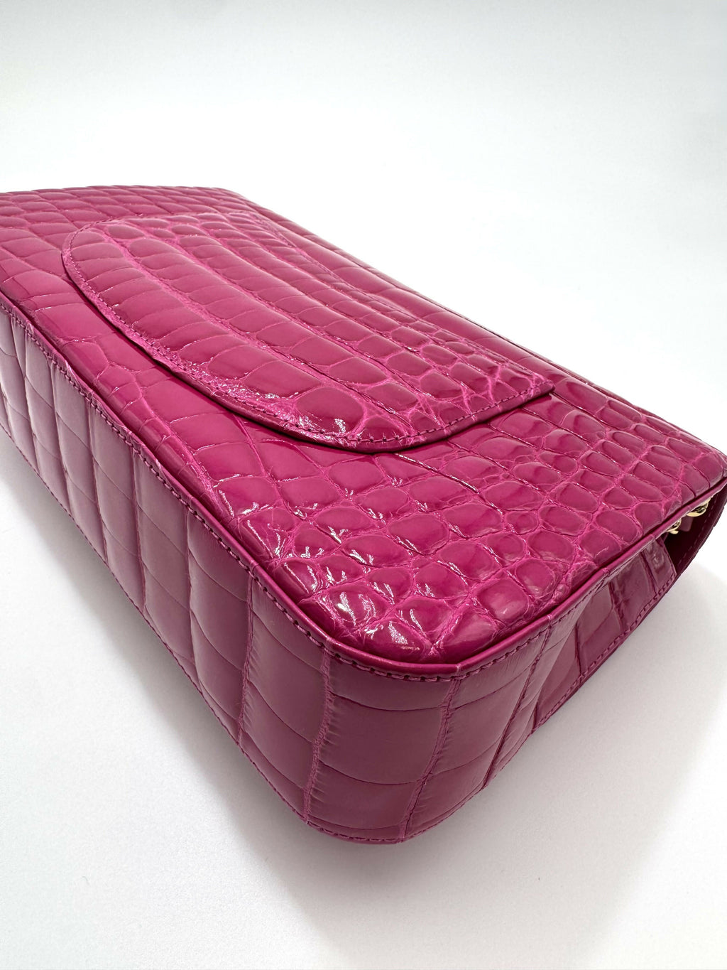 Chanel Vintage Medium Pink Crocodile Flap Bag