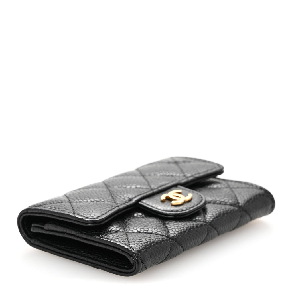 Caviar Quilted Flap  Holder Black