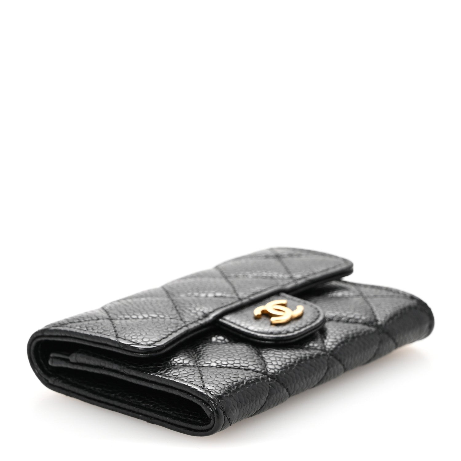 Caviar Quilted Flap  Holder Black