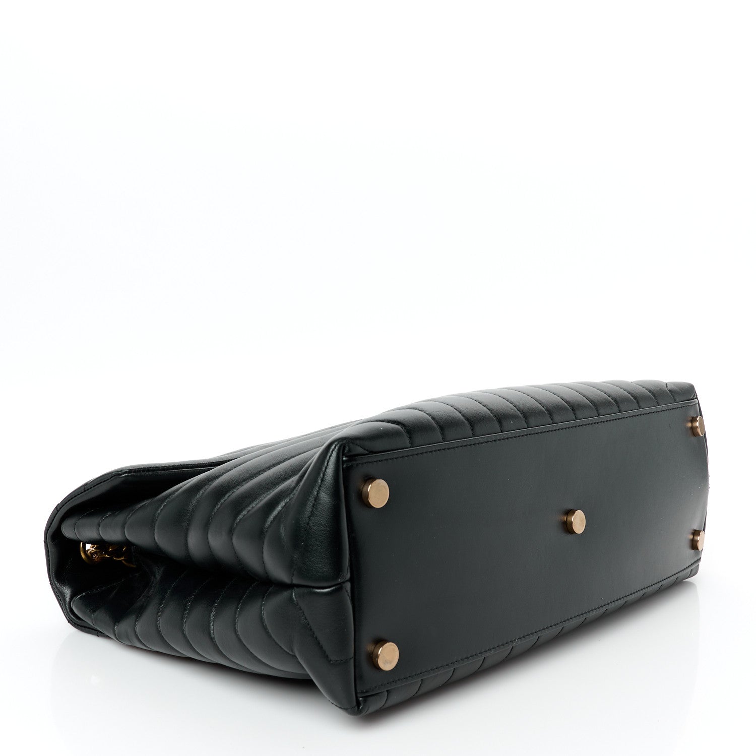 Calfskin Y Quilted Monogram Large Loulou Chain Satchel Black