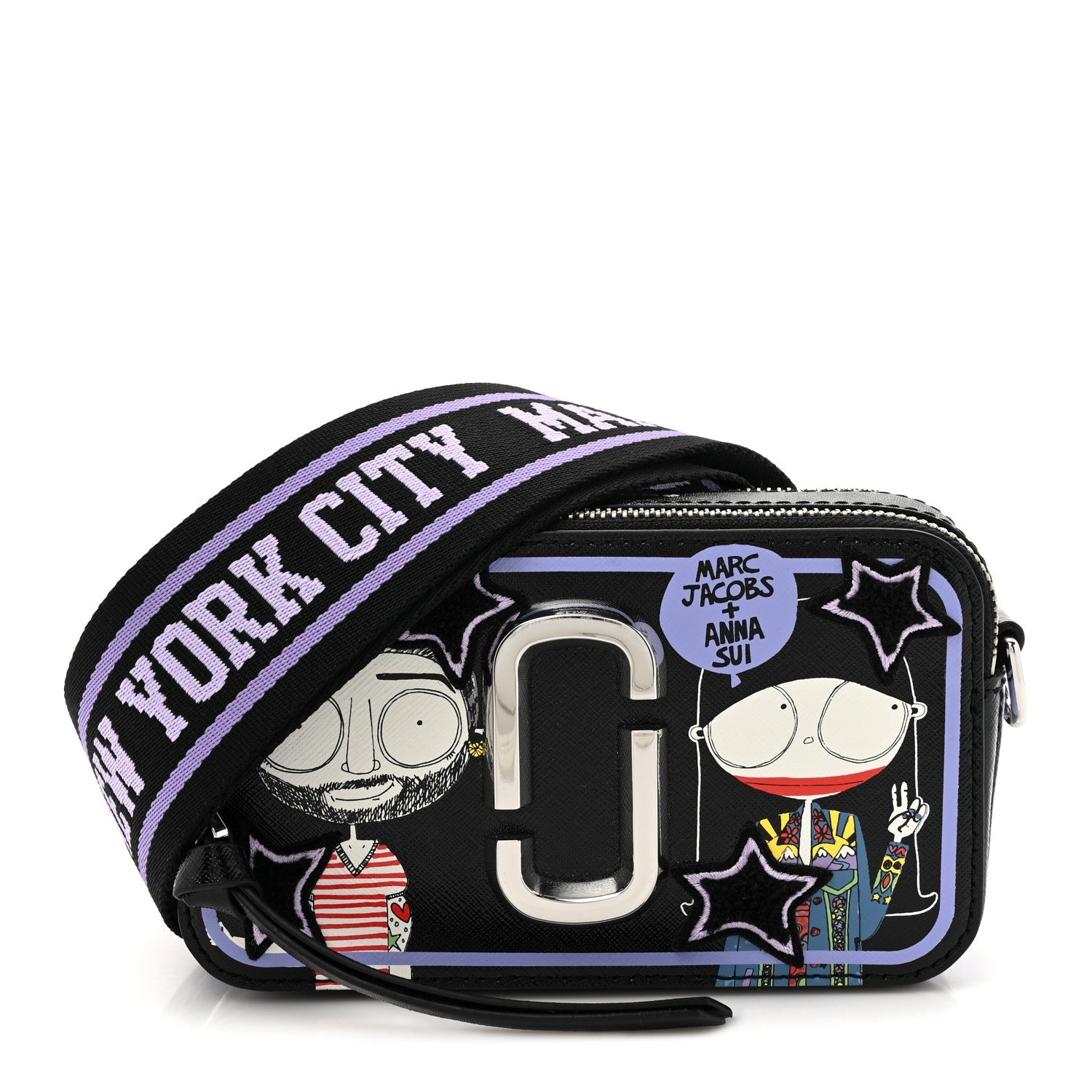 X Anna Sui Saffiano Small Snapshot Camera Bag Black Multicolor