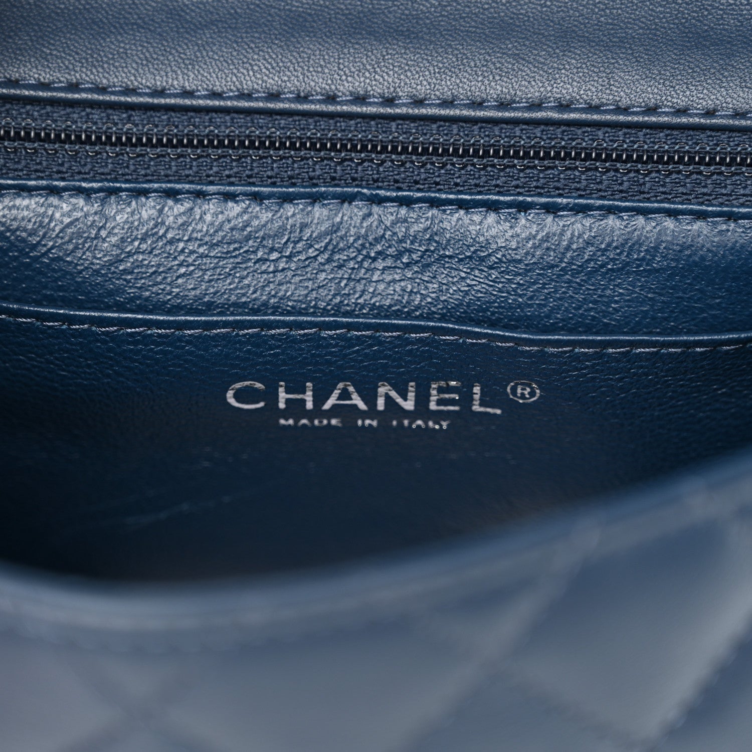 Lambskin Quilted Mini Square Flap Navy