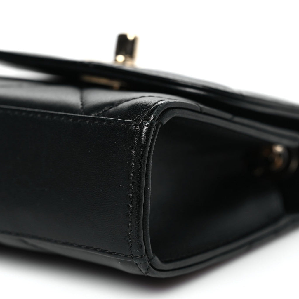 Lambskin Quilted Mini Trendy CC Chain Wallet Black