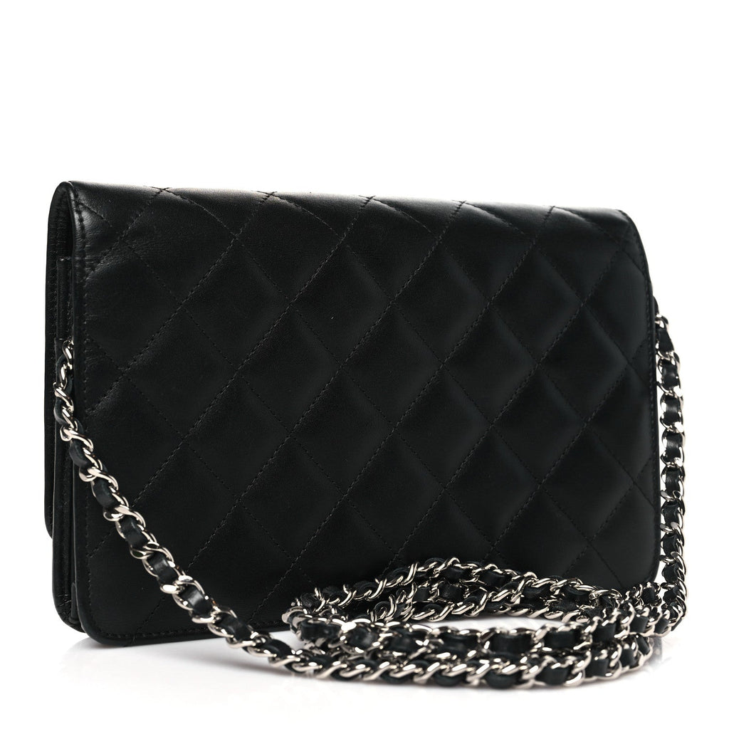 Calfskin Quilted Cambon Wallet on Chain WOC Black