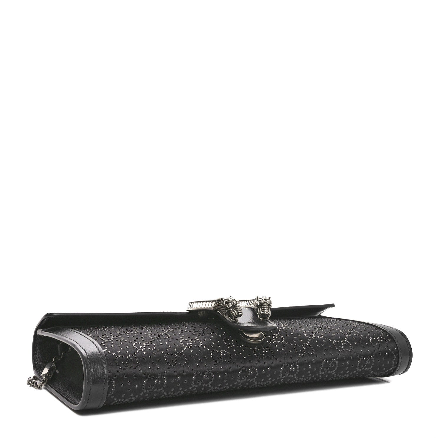 Satin Crystal Small Dionysus Shoulder Bag Black