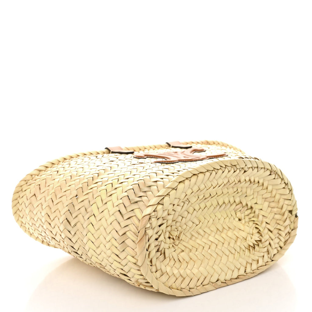 Palm Leaf Calfskin Triomphe Teen Panier Tan