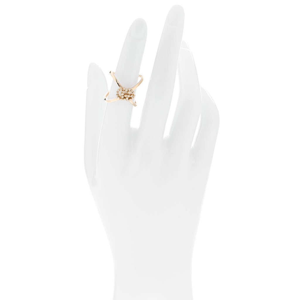 18K Yellow Gold Diamond Running G Cross Ring 50 5.25